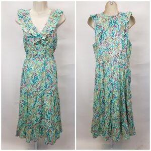 J Crew Floral Ruffle Dress Size 10
